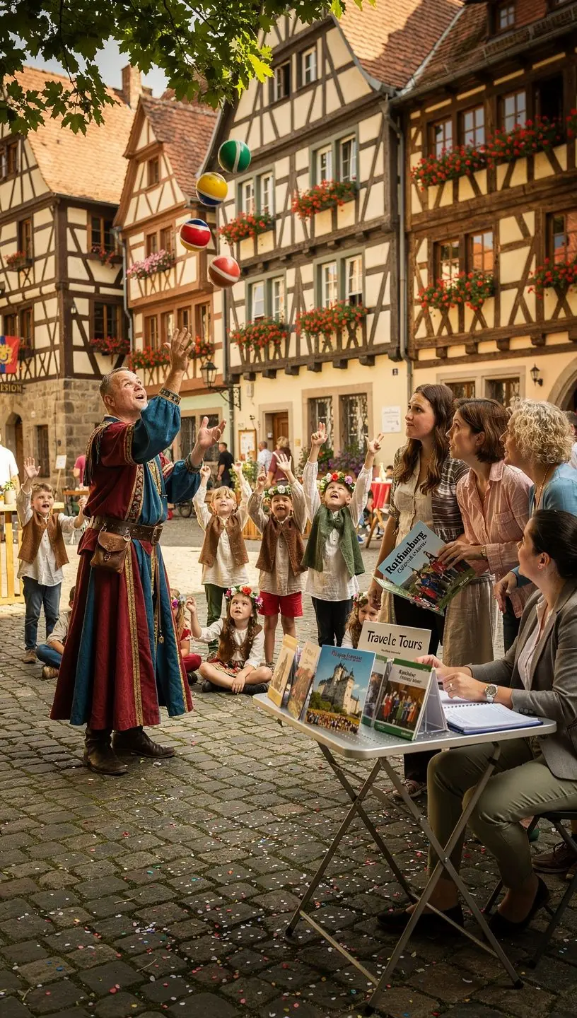Karte von Deutschland mit hervorgehobenen kulturellen Festivals und Reisewegen für Touristen